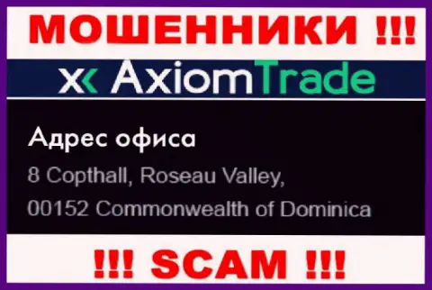 Организация Аксиом Трейд расположена в оффшоре по адресу 8 Copthall, Roseau Valley, 00152 Commonwealth of Dominika - стопроцентно internet-воры !!!