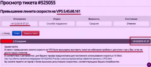 Хостер-провайдер сообщил, что VPS -сервера, где хостится веб-сайт ffin.xyz ограничен в скорости