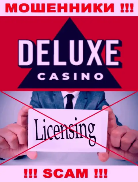 Отсутствие лицензии на осуществление деятельности у конторы Deluxe Casino, только лишь доказывает, что это мошенники