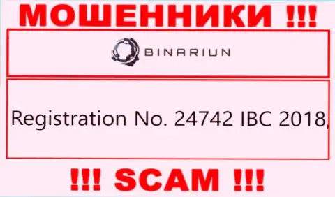 Рег. номер организации Binariun Net, которую стоит обходить стороной: 24742 IBC 2018