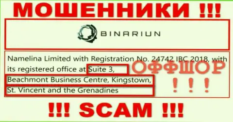 Работать с Binariun Net не нужно - их оффшорный юридический адрес - Сьют 3, Бичмонт Бизнес Центр, Кингстоун, Сент-Винсент и Гренадины (инфа позаимствована веб-сайта)