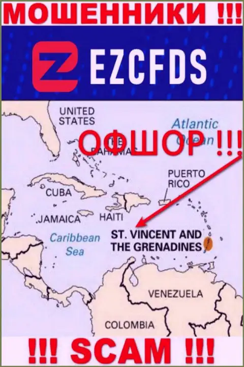 St. Vincent and the Grenadines - оффшорное место регистрации мошенников EZCFDS, представленное на их web-портале