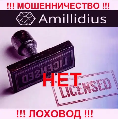Лицензию Амиллидиус не имеет, потому что мошенникам она совсем не нужна, ОСТОРОЖНО !