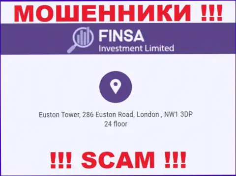 Избегайте сотрудничества с конторой Финса - указанные мошенники указывают липовый официальный адрес