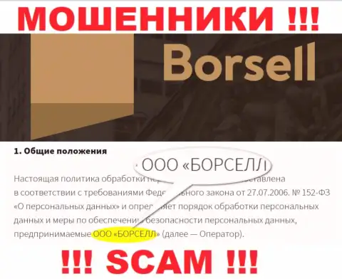 Ворюги Борселл принадлежат юридическому лицу - ООО БОРСЕЛЛ