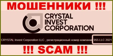 Регистрационный номер конторы Crystal Invest Corporation, возможно, что ненастоящий - 955 LLC 2021