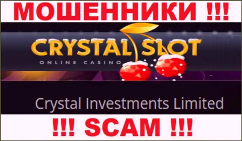 Компания, управляющая обманщиками CrystalSlot - это Crystal Investments Limited