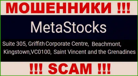 На официальном сайте MetaStocks размещен адрес данной конторы - Сьюит 305, Корпоративный Центр Гриффитш, Кингстаун, VC0100, Сент-Винсент и Гренадины (офшорная зона)