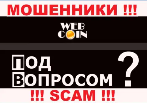 Никак наказать WebCoin по закону не выйдет - нет инфы касательно их юрисдикции