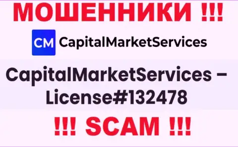 Лицензия, которую мошенники Capital Market Services показали у себя на информационном портале