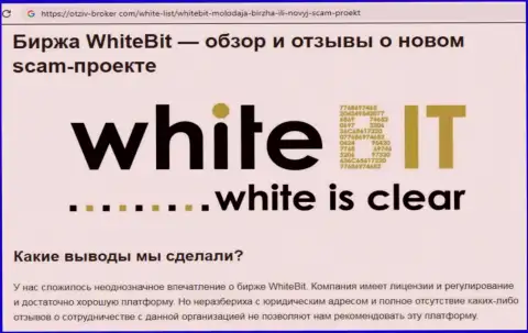 Сотрудничать с White Bit опасно - обманная дилинговая организация биржи цифровых денег (достоверный отзыв)